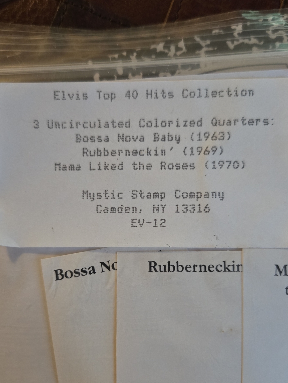 Elvis Top 40 Hits Collection Paper Inserts - Black Text on White